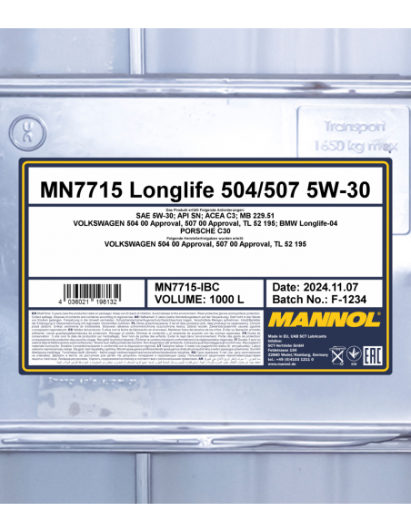 MANNOL LONGLIFE 504/507 5W-30