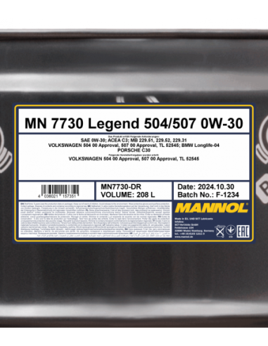 MANNOL LEGEND 504/507 0W-30