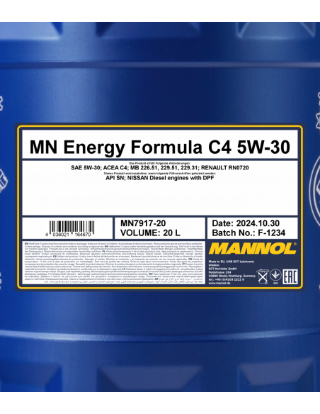 MANNOL ENERGY FORMULA C4 5W-30