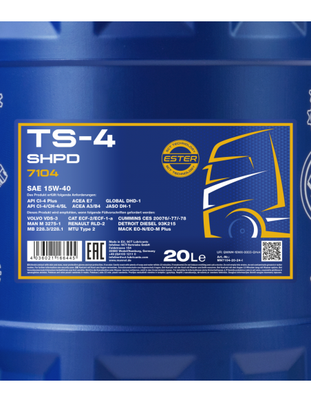 MANNOL TS-4 SHPD 15W-40 EXTRA