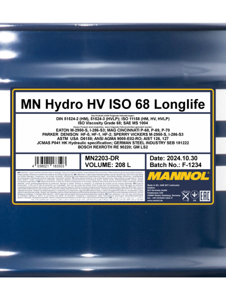 MANNOL HYDRO HV ISO 68