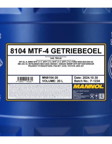 MANNOL MTF-4 75W-80 GL-4