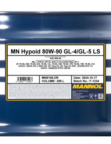 MANNOL HYPOID 80W-90 GL-5 LS