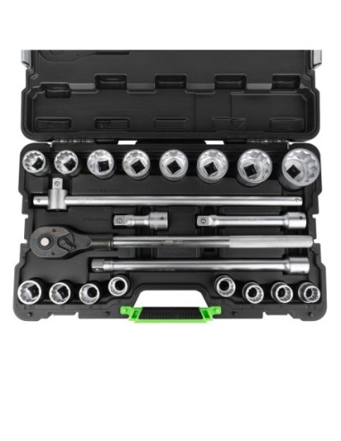 MALETÍN HERRAMIENTAS 21 PIEZAS VASOS 12 CANTOS 3/4" CINCADO