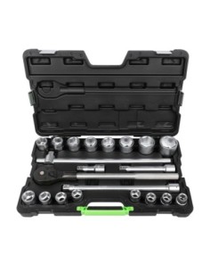 MALETÍN DE HERRAMIENTAS 21 PIEZAS VASOS HEXAGONALES 3/4" CINCADO