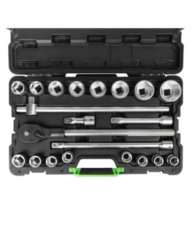MALETÍN DE HERRAMIENTAS 21 PIEZAS VASOS HEXAGONALES 3/4" CINCADO