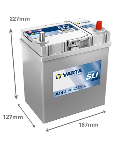 BATERÍA VARTA A14 DYNAMIC SLI 40 Ah  330  ARRANQUE + DERECHA