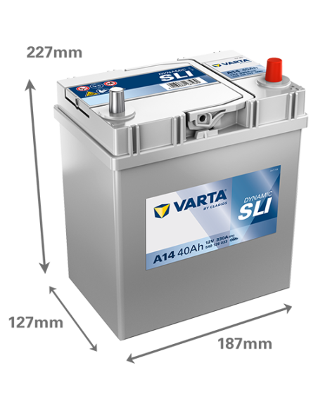 BATERÍA VARTA A14 DYNAMIC SLI 40 Ah  330  ARRANQUE + DERECHA