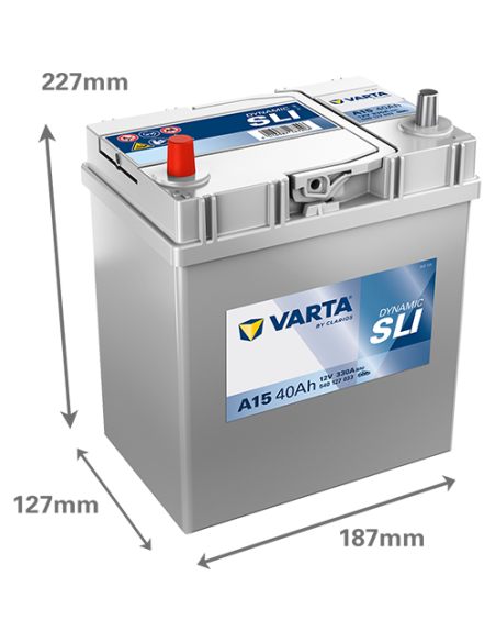 BATERÍA VARTA A15 DYNAMIC SLI 40 Ah  330  ARRANQUE + IZQUIERDA