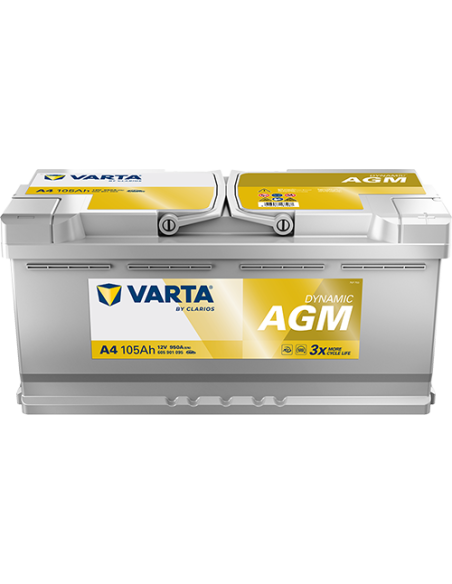 BATERÍA VARTA A4 DYNAMIC AGM 105 Ah  950  ARRANQUE + DERECHA
