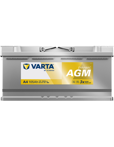BATERÍA VARTA A4 DYNAMIC AGM 105 Ah  950  ARRANQUE + DERECHA