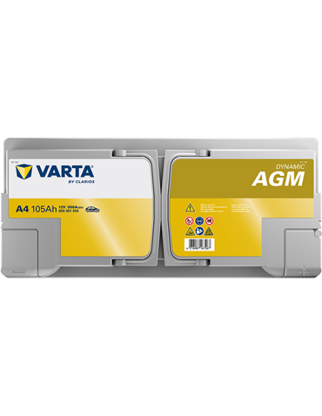 BATERÍA VARTA A4 DYNAMIC AGM 105 Ah  950  ARRANQUE + DERECHA