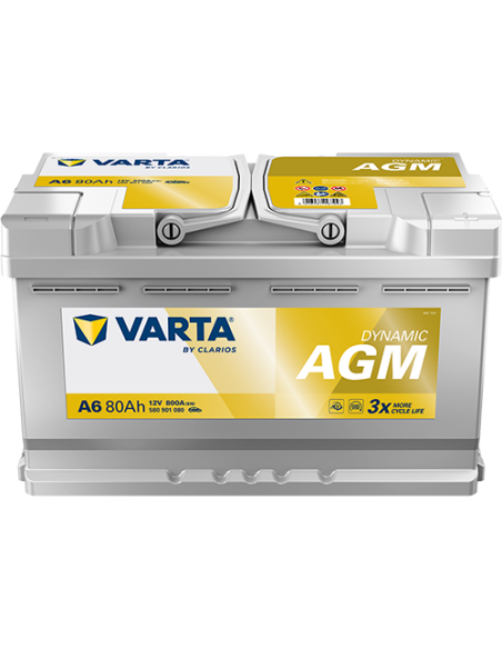 BATERÍA VARTA A6 DYNAMIC AGM 80 Ah  800  ARRANQUE + DERECHA