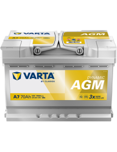 BATERÍA VARTA A7 DYNAMIC AGM 70 Ah  760  ARRANQUE + DERECHA