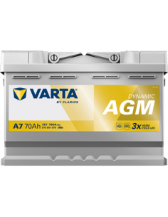 BATERÍA VARTA A7 DYNAMIC AGM 70 Ah  760  ARRANQUE + DERECHA 2