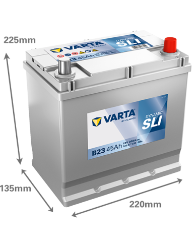 BATERÍA VARTA B23 DYNAMIC SLI 45 Ah  300  ARRANQUE + DERECHA