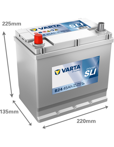 BATERÍA VARTA B24 DYNAMIC SLI 45 Ah  300  ARRANQUE + IZQUIERDA