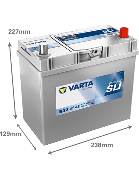 BATERÍA VARTA B32 DYNAMIC SLI 45 Ah  330  ARRANQUE + DERECHA