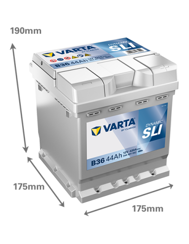 BATERÍA VARTA B36 DYNAMIC SLI 44 Ah  420  ARRANQUE + DERECHA