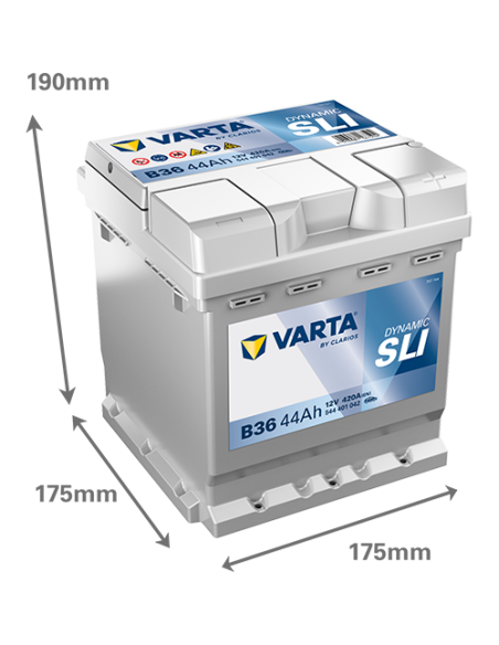 BATERÍA VARTA B36 DYNAMIC SLI 44 Ah  420  ARRANQUE + DERECHA