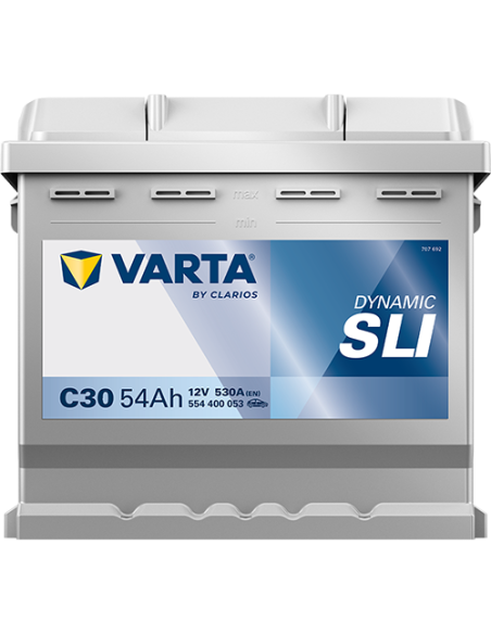BATERÍA VARTA C30 DYNAMIC SLI 54 Ah  530  ARRANQUE + DERECHA