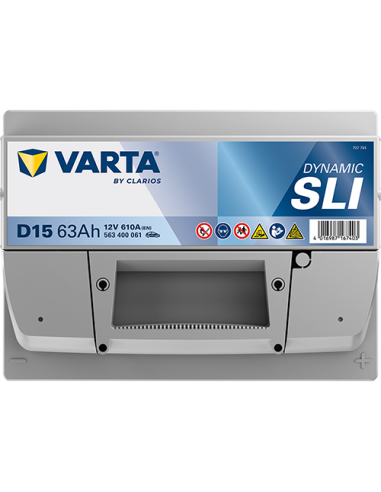BATERÍA VARTA D15 DYNAMIC SLI 63 Ah  610  ARRANQUE + DERECHA