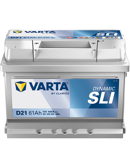 BATERÍA VARTA D21 DYNAMIC SLI 61 Ah  600  ARRANQUE + DERECHA