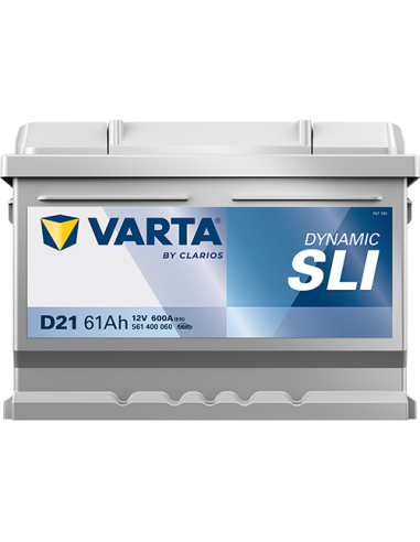 BATERÍA VARTA D21 DYNAMIC SLI 61 Ah  600  ARRANQUE + DERECHA