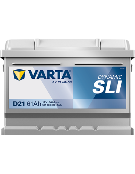 BATERÍA VARTA D21 DYNAMIC SLI 61 Ah  600  ARRANQUE + DERECHA
