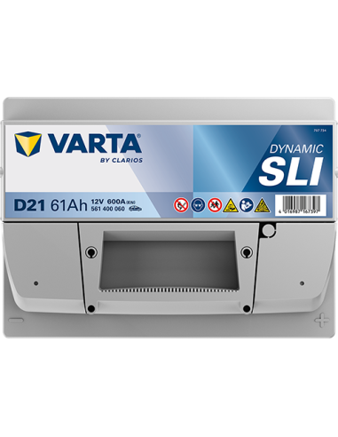 BATERÍA VARTA D21 DYNAMIC SLI 61 Ah  600  ARRANQUE + DERECHA