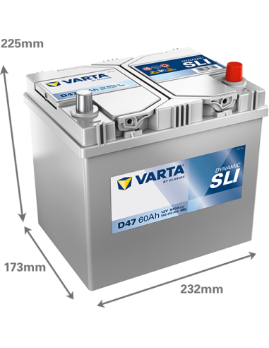 BATERÍA VARTA D47 DYNAMIC SLI 60 Ah  540  ARRANQUE + DERECHA