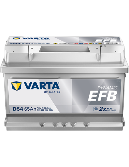 BATERÍA VARTA D54 DYNAMIC EFB 65 Ah  650  ARRANQUE + DERECHA