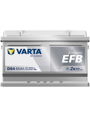 BATERÍA VARTA D54 DYNAMIC EFB 65 Ah  650  ARRANQUE + DERECHA