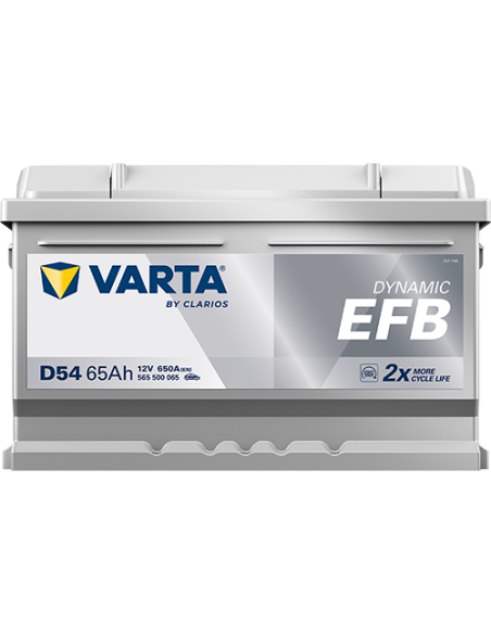 BATERÍA VARTA D54 DYNAMIC EFB 65 Ah  650  ARRANQUE + DERECHA