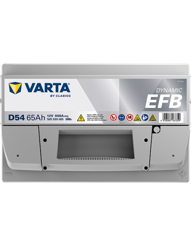 BATERÍA VARTA D54 DYNAMIC EFB 65 Ah  650  ARRANQUE + DERECHA
