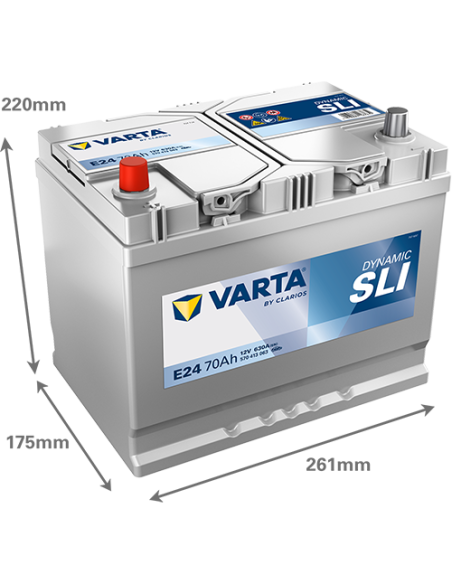 BATERÍA VARTA E24 DYNAMIC SLI 70 Ah ARRANQUE 630 + IZQUIERDA