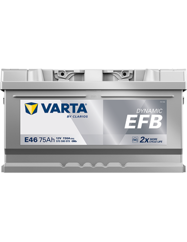 BATERÍA VARTA E46 DYNAMIC EFB 75 Ah  730  ARRANQUE + DERECHA