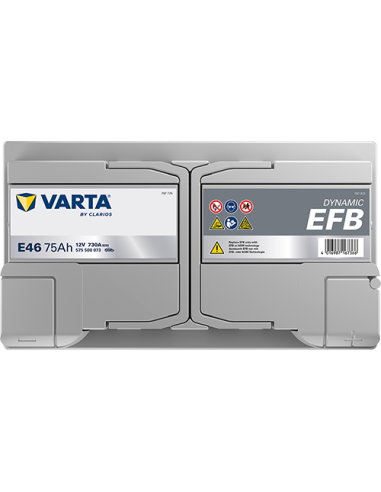 BATERÍA VARTA E46 DYNAMIC EFB 75 Ah  730  ARRANQUE + DERECHA