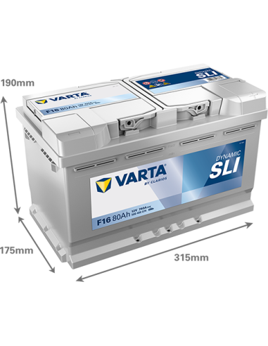 BATERÍA VARTA F16 DYNAMIC SLI 80 Ah ARRANQUE 740 + DERECHA