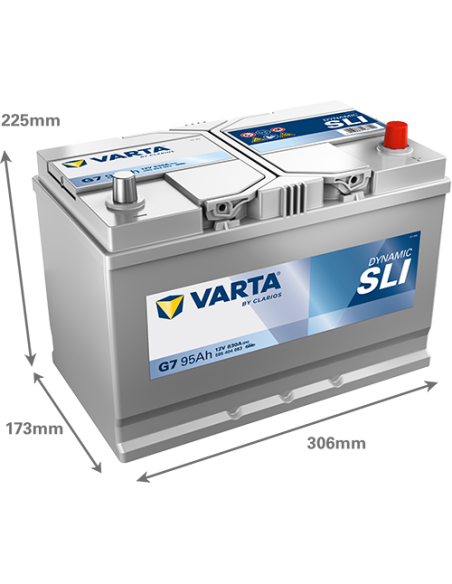 BATERÍA VARTA G7 DYNAMIC SLI 95 Ah ARRANQUE 830 + DERECHA