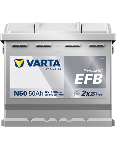BATERÍA VARTA N50 DYNAMIC EFB 50 Ah  550  ARRANQUE + DERECHA
