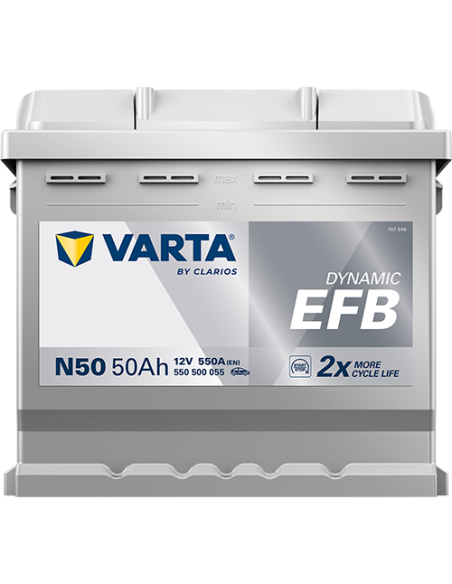 BATERÍA VARTA N50 DYNAMIC EFB 50 Ah  550  ARRANQUE + DERECHA