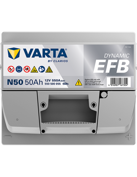 BATERÍA VARTA N50 DYNAMIC EFB 50 Ah  550  ARRANQUE + DERECHA