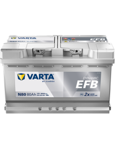 BATERÍA VARTA N80 DYNAMIC EFB 80 Ah  800  ARRANQUE + DERECHA