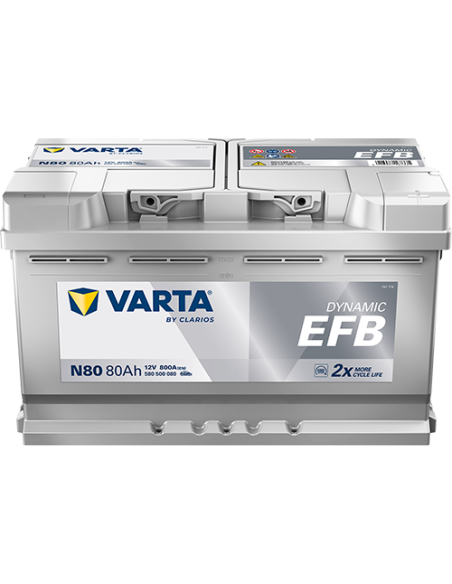 BATERÍA VARTA N80 DYNAMIC EFB 80 Ah  800  ARRANQUE + DERECHA