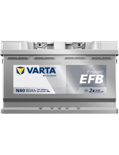 BATERÍA VARTA N80 DYNAMIC EFB 80 Ah  800  ARRANQUE + DERECHA 2