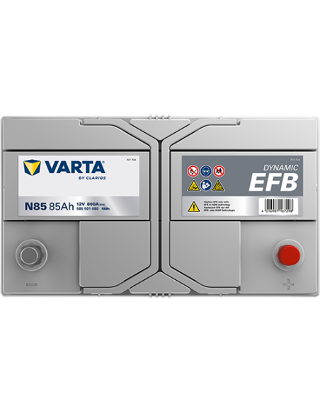 BATERÍA VARTA N85 DYNAMIC EFB 85 Ah  800  ARRANQUE + DERECHA