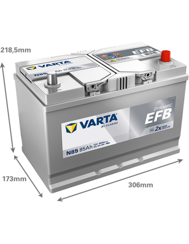 BATERÍA VARTA N85 DYNAMIC EFB 85 Ah  800  ARRANQUE + DERECHA