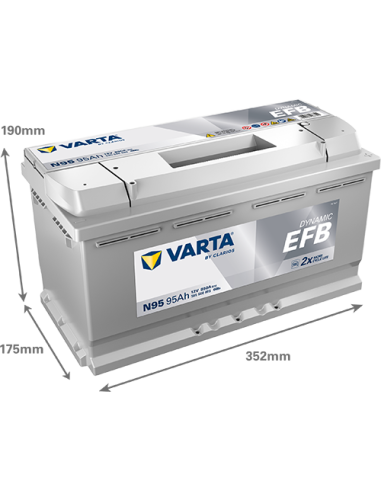 BATERÍA VARTA N95 DYNAMIC EFB 95 Ah  850  ARRANQUE + DERECHA
