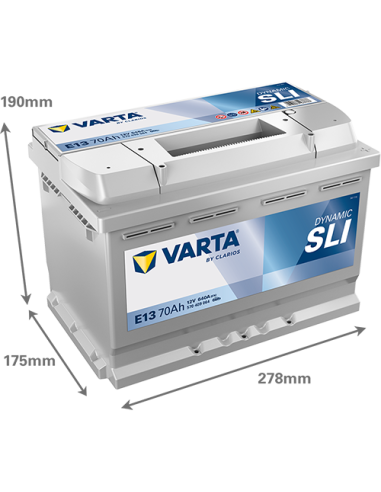 BATERÍA VARTA E13 DYNAMIC SLI 70 Ah ARRANQUE 640 + IZQUIERDA